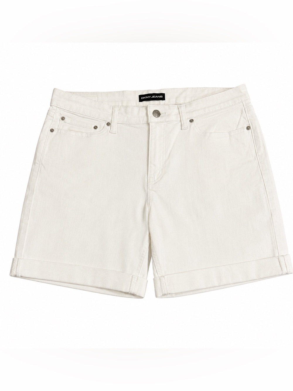 NWOT DKNY White Stretch Bermuda Shorts Size 14 Coastal Preppy - Picture 2 of 4